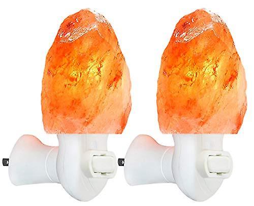 unbrand 2 Pack Himalayan Salt Lamp Night Light - Night Light Plug in Wall Light Bulb - Air Purifying Lighting/Decor Orange