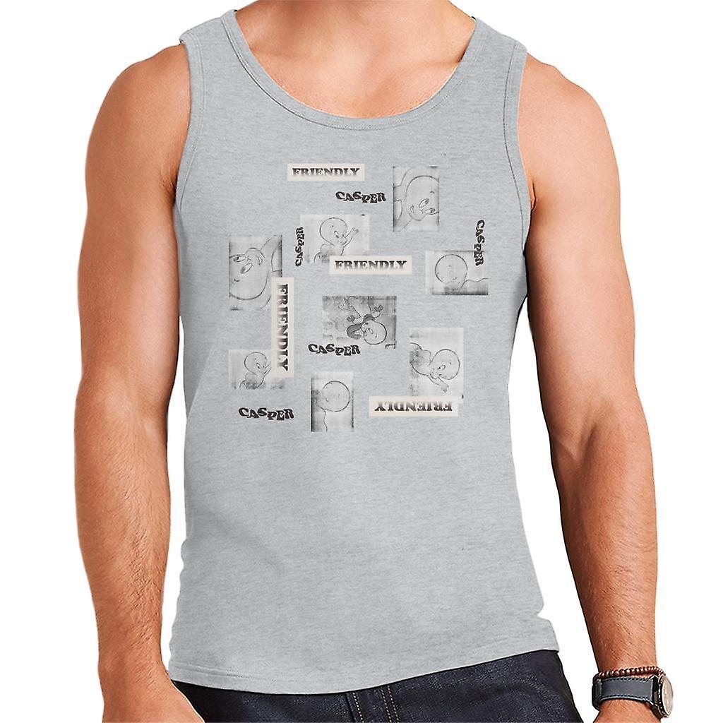 Casper The Friendly Ghost Cartoon Frame Montage Men's Vest Heather Grey Large