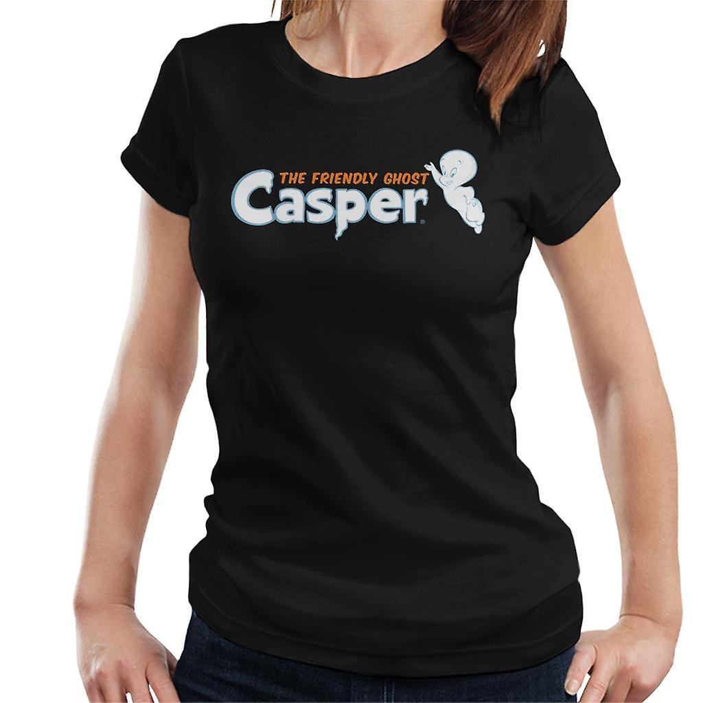 Casper The Friendly Ghost Flying Logo Women's T-Shirt Black Large