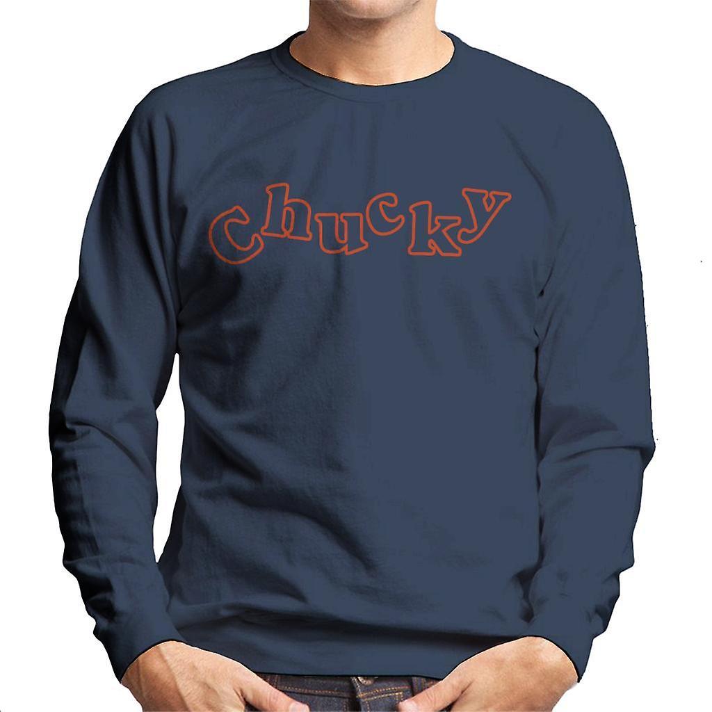 Chucky Playful Font Men's Sweatshirt Navy Blue X-Large