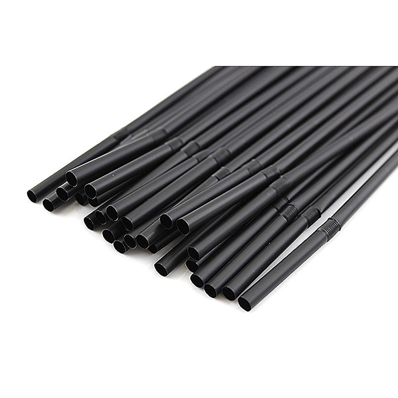 Tianzun 100pcs Black Flexible Drinking Straws Wedding Party Disposable Plastic Straws