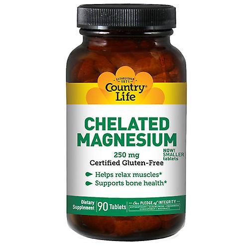 Country Life Chelated Magnesium,250 MG ,90 Tabs (Pack of 1)