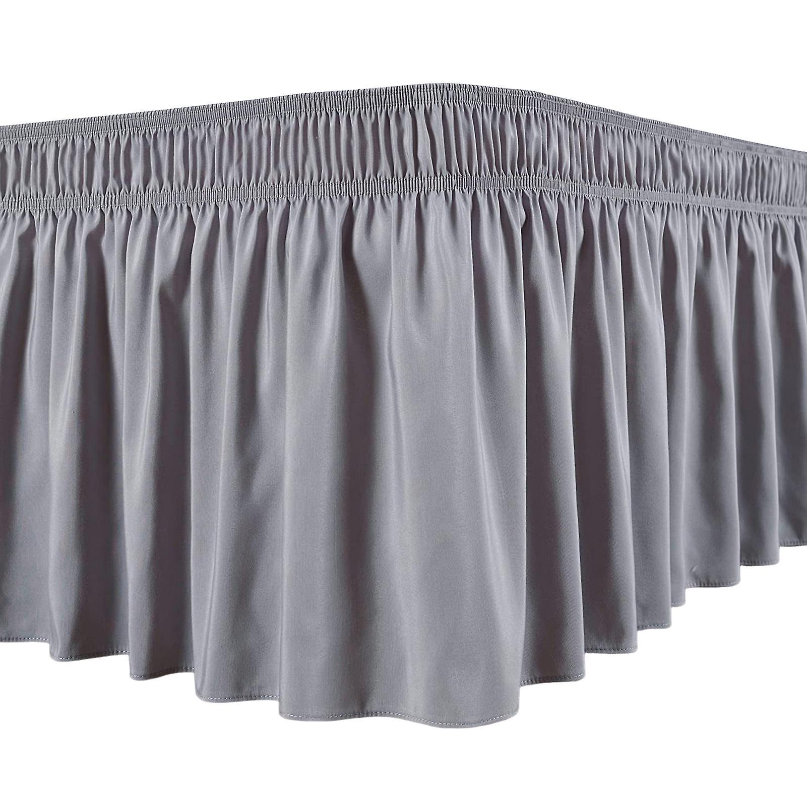 wirlsweal Bed Skirt Silky Luxurious Wrap Around Bed Skirt Easy Fit Uniform Non-fading Ruffles Elastic Grey L