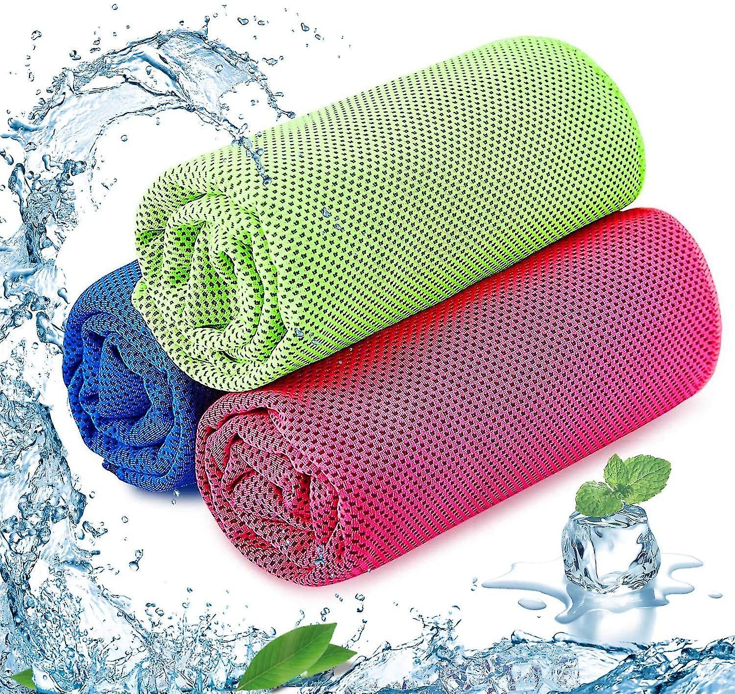 Sxbd Cooling Towel, Ice Towel Microfiber Towel Soft Breathable Chilly Towel Blue red green