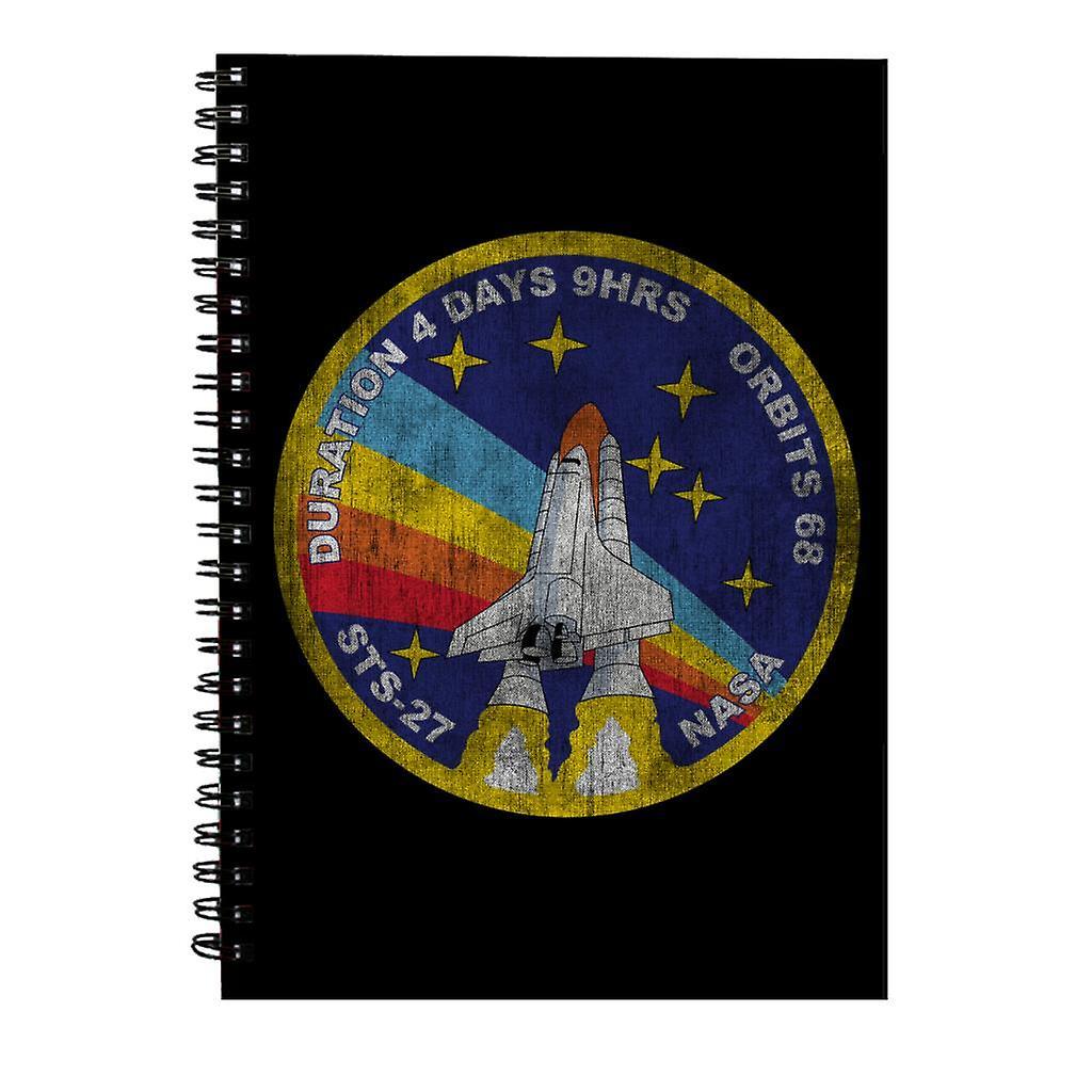 NASA STS 27 Atlantis Mission Badge Distressed Spiral Notebook Black 15 x 21 cm