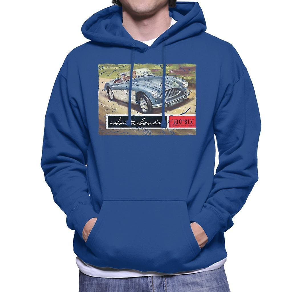 Austin Healey Country Road British Motor Heritage Men's Hooded Sweatshirt Royal Blue XX-Large