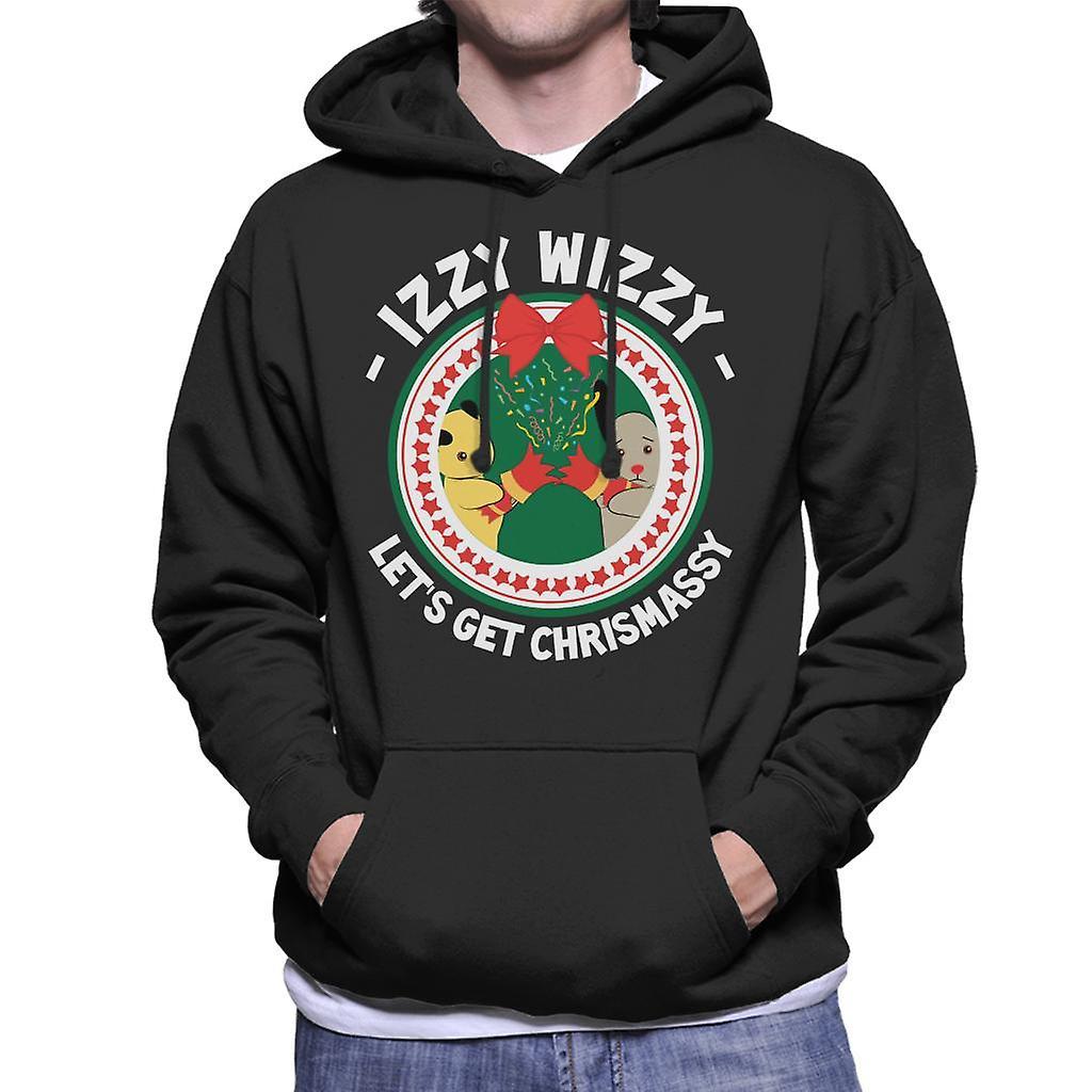 Sooty Christmas Izzy Wizzy Lets Get Chrismassy Men's Hooded Sweatshirt Black XX-Large