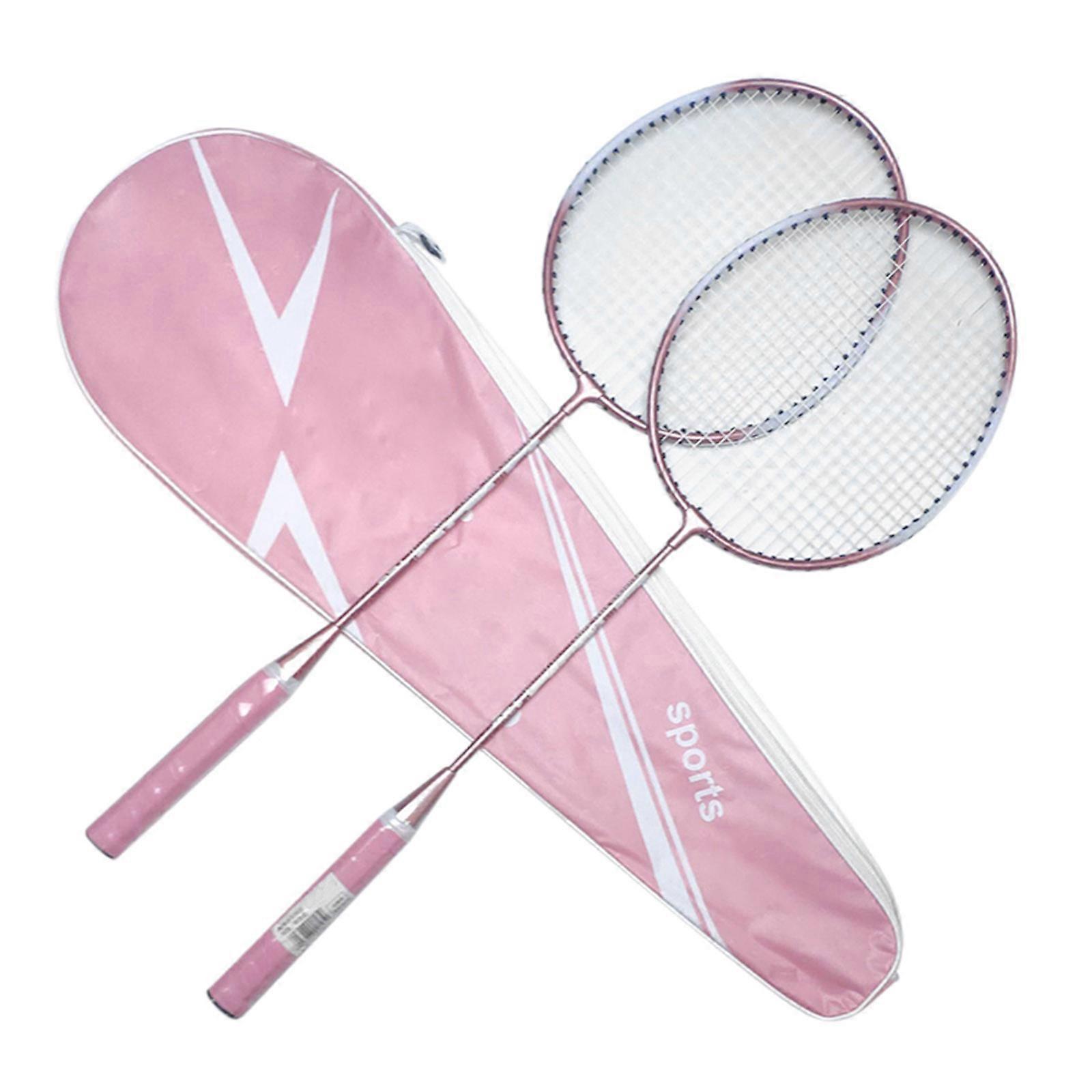 unbrand 2pcs Badminton Rackets and Carrying Bag Set Badminton Racquet Set Indoor Outdoor Sports Accessory Pink