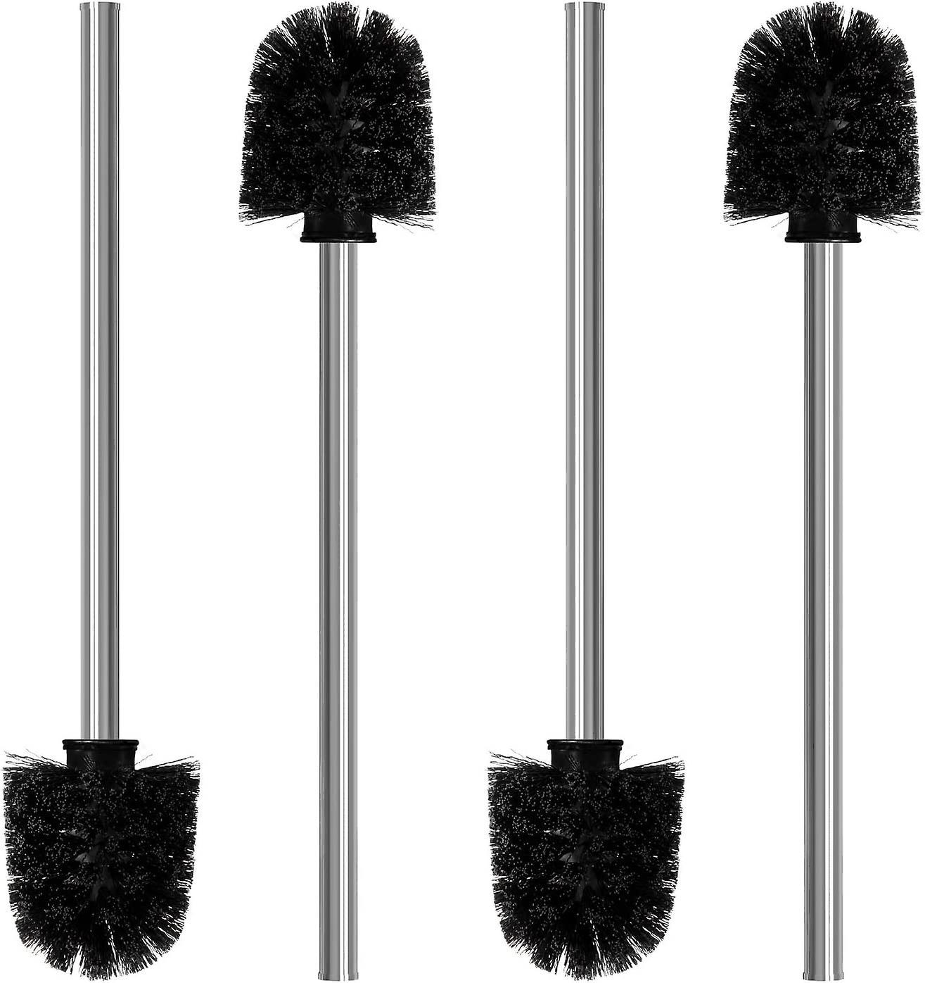 Augro Set Of 4 Toilet Brushes - Diameter 8 Cm - Toilet Cleaning Broom With Stainless Steel Handle - Toilet Brush With Elegant Design (black)