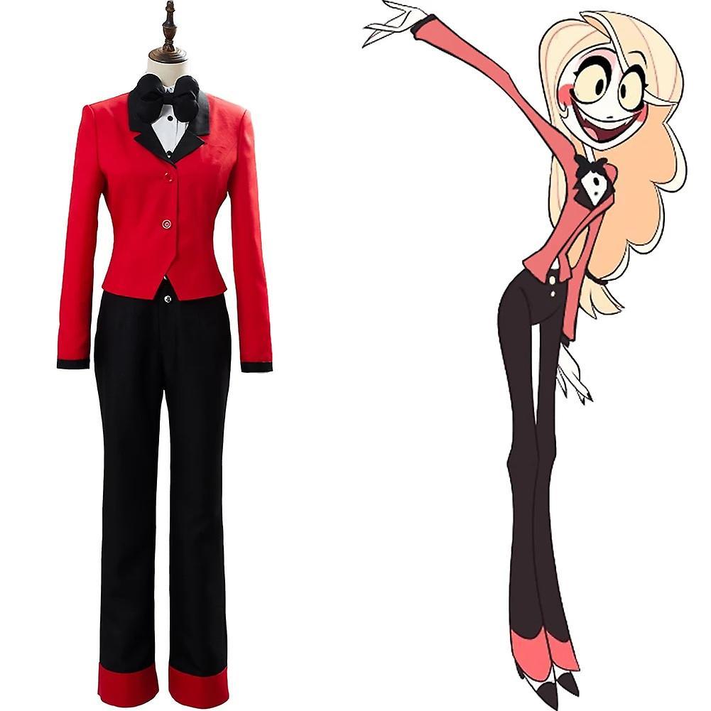 Duqi Hazbin Cosplay Hotel Charlie Costume Suit Uniform Outfit Halloween Carnival Costumes Red M