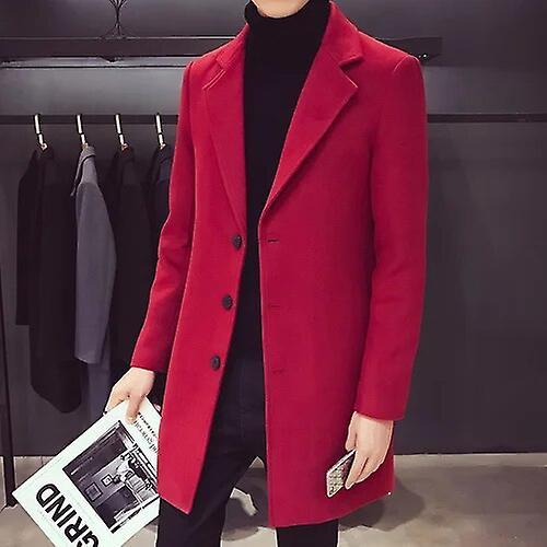 Trench Coats For Men Overcoats Wool Blends Business Trench Long Jackets Men Leisure Overcoat Male Fit Blends Coats Jackets 5xl Coats & Jackets Red ...