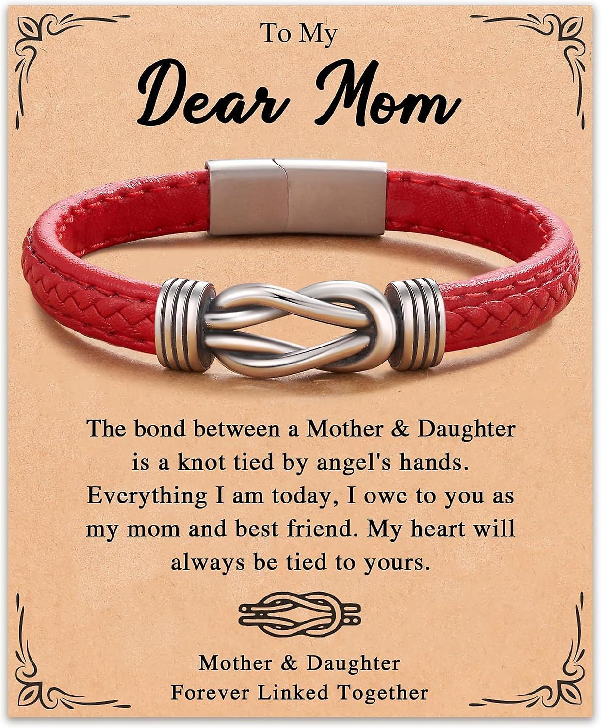 Morakot Forever Linked Together Leather Bracelet For Daughter | Granddaughter | Sister | Friend | Wife | Girlfriend | Mom | Niece | 16th/18th/21th ...