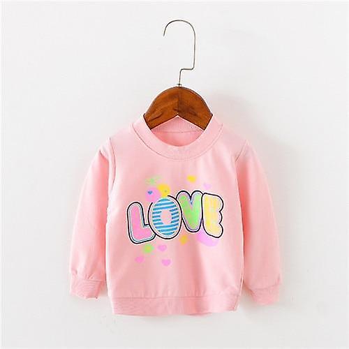 Slowmoose Love Pattern, Long Sleeve Tops, Autumn Clothing - Baby Sweat T-shirts Pink 9M