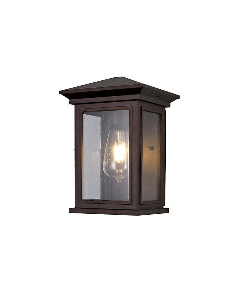 Volani Beatrix Flush Wall Lamp, 1 X E27, Ip54, Antique Bronze/clear Seeded Glass, 2yrs Warranty