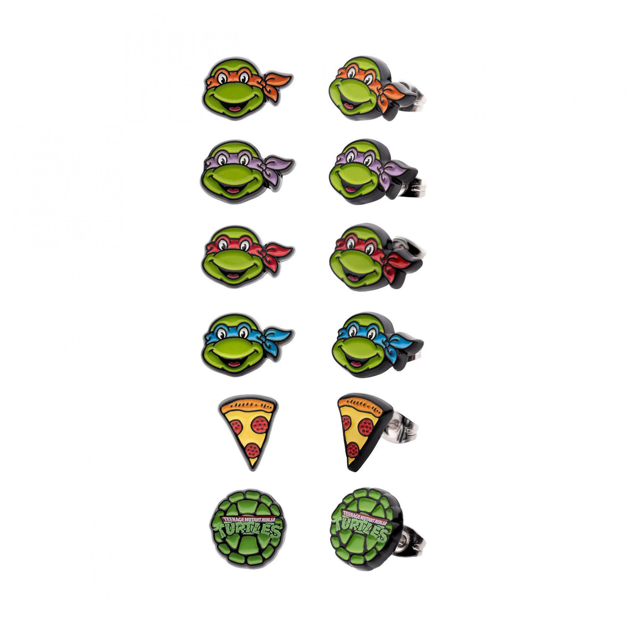 Cartoons Teenage Mutant Ninja Turtles Icons Earrings 6-Pair Set Multi-Color