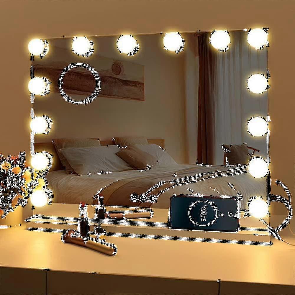 Elrachen Hollywood Mirror Usb Makeup With Lights Lighted 10 Bulbs 3 Lighting Modes Tabletop Wall Mounted