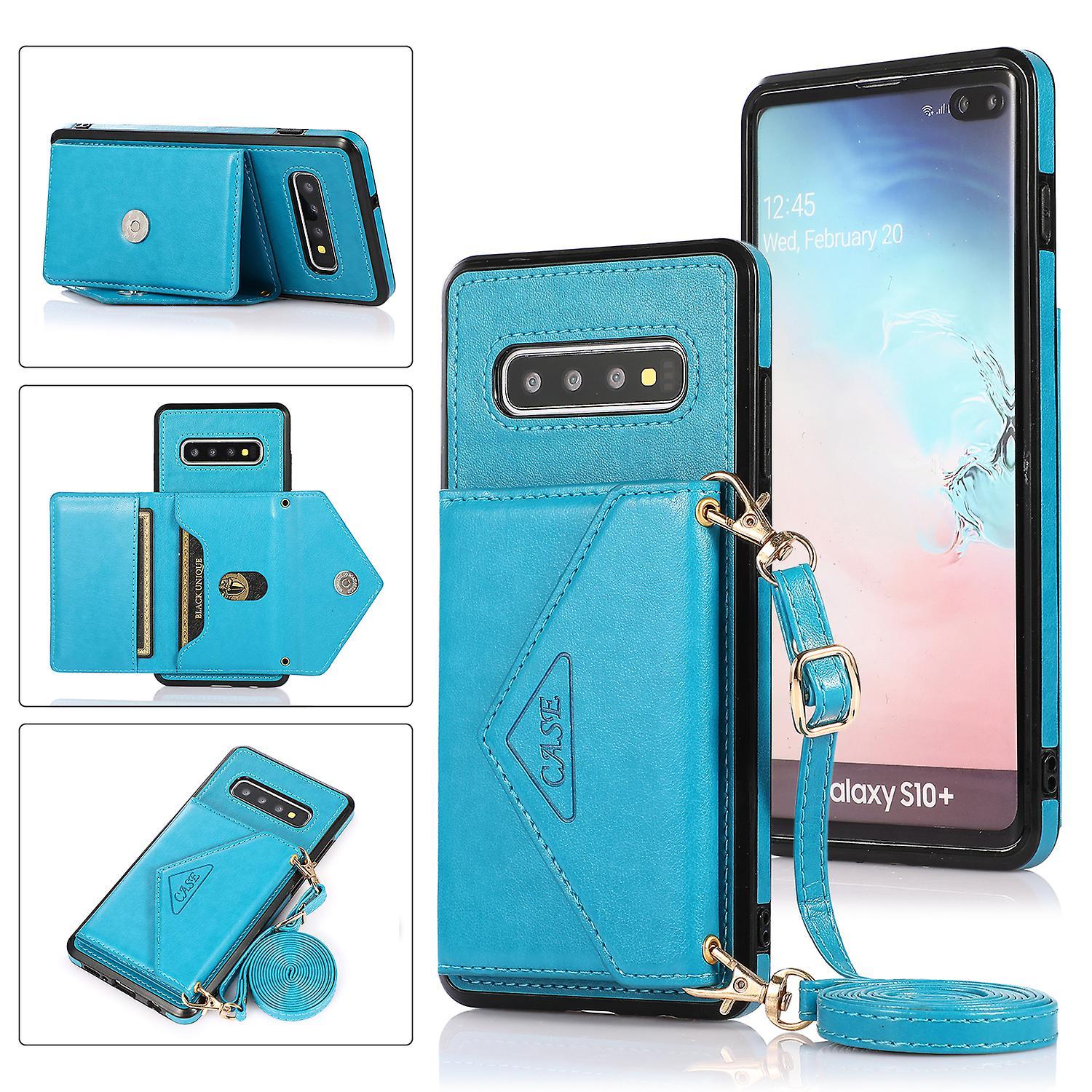 Darmowade Samsung Galaxy S10 Wallet Case With Card Holder,stand,strap For Women  Crossbody Case Pu Leather Cover Blue