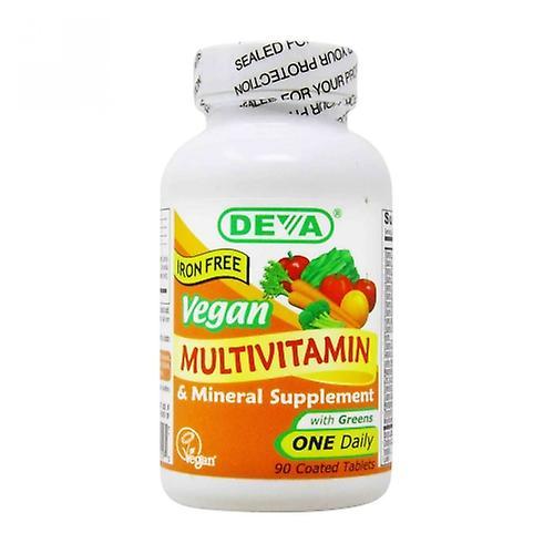 Deva Vegan Vitamins Vegan, Multivitamin Without Iron, 90 Tab (Pack of 1)