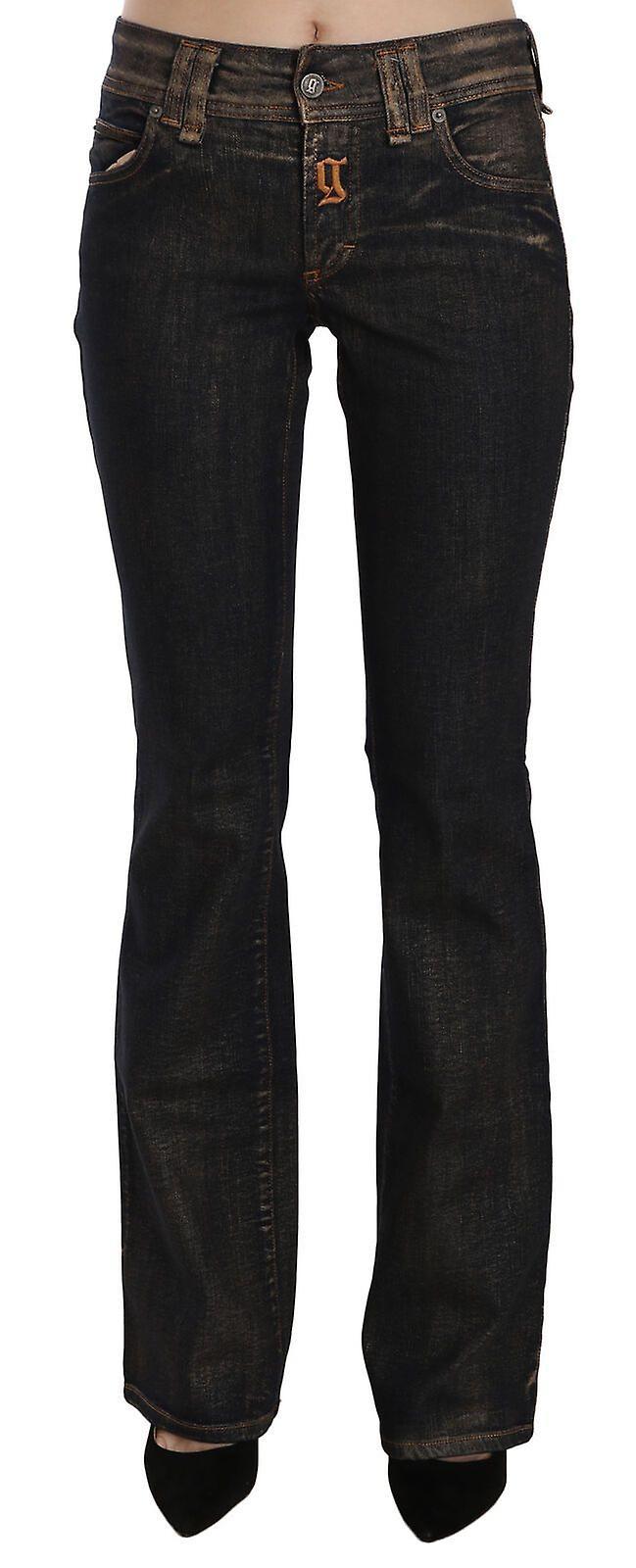 John Galliano Ladies' Black Washed Mid Waist Flared Denim Pants Cotton W24