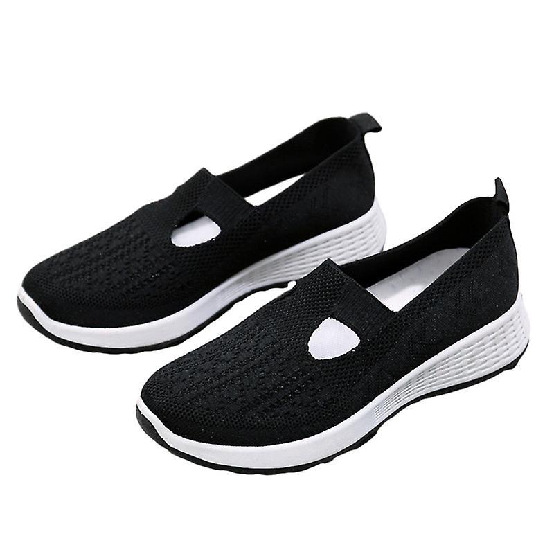 Yesfit Breathable Soft Sole Orthopedic Casual Shoes Women's Woven Orthopedic Shoes BLACK 40