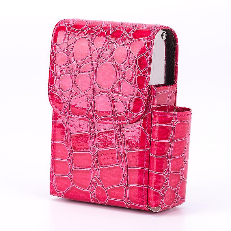 FLARUT Pu Leather Cigarette Box Case Stainless Steel Cigarette Case With Lighter Holder Y-7