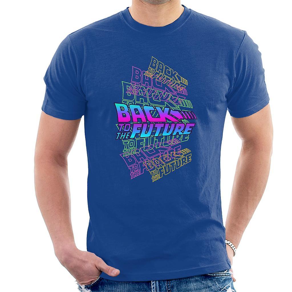 Back to the Future Logo Montage Men's T-Shirt Royal Blue Medium