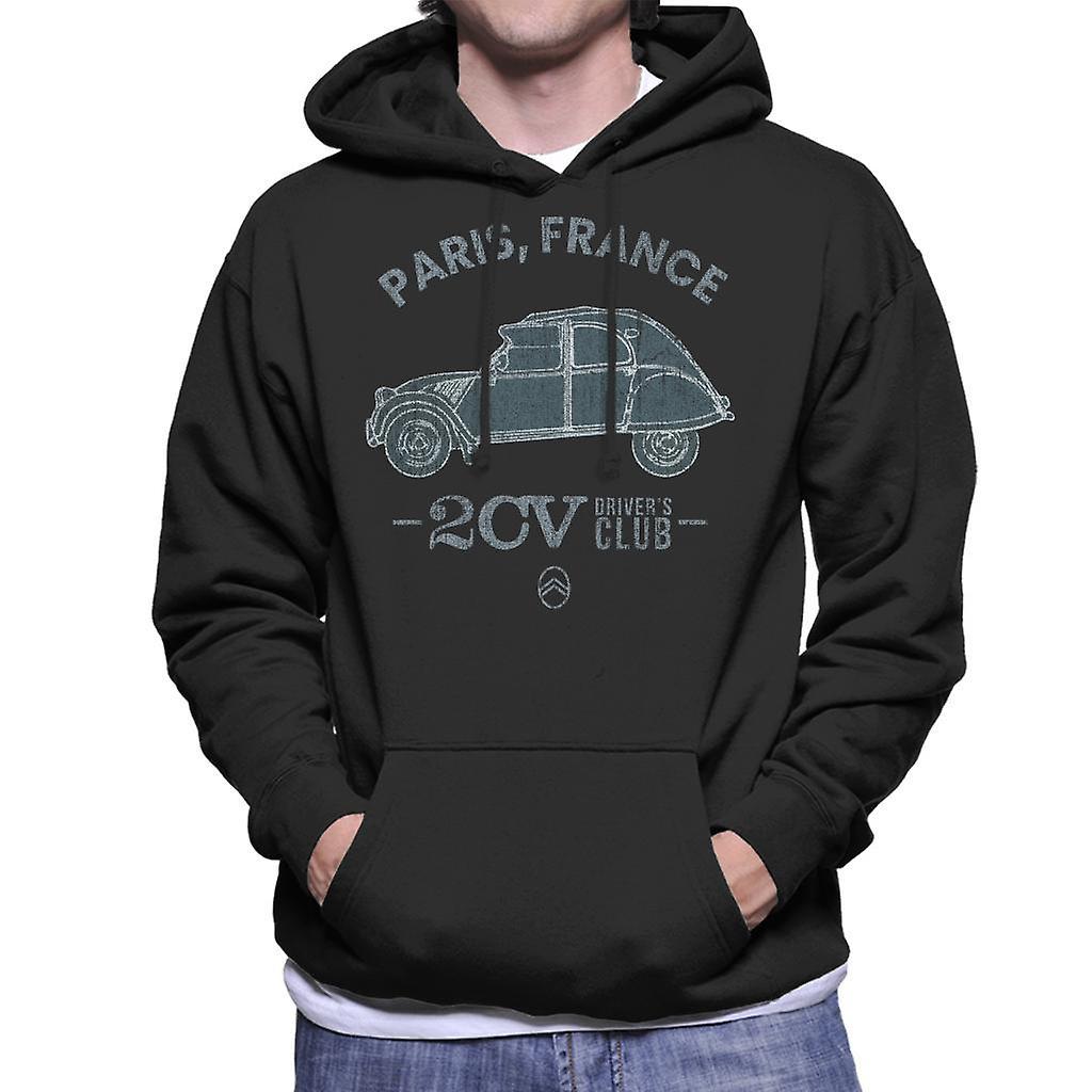 Citro�n Citroen 2CV Drivers Club Paris France Men's Hooded Sweatshirt Black XX-Large