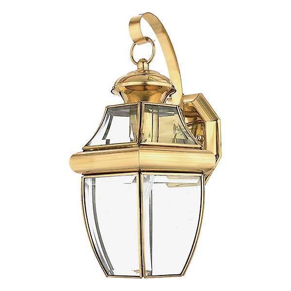 Newbury 1 Light Outdoor Medium Wall Lantern Light Polished Brass IP44 E27