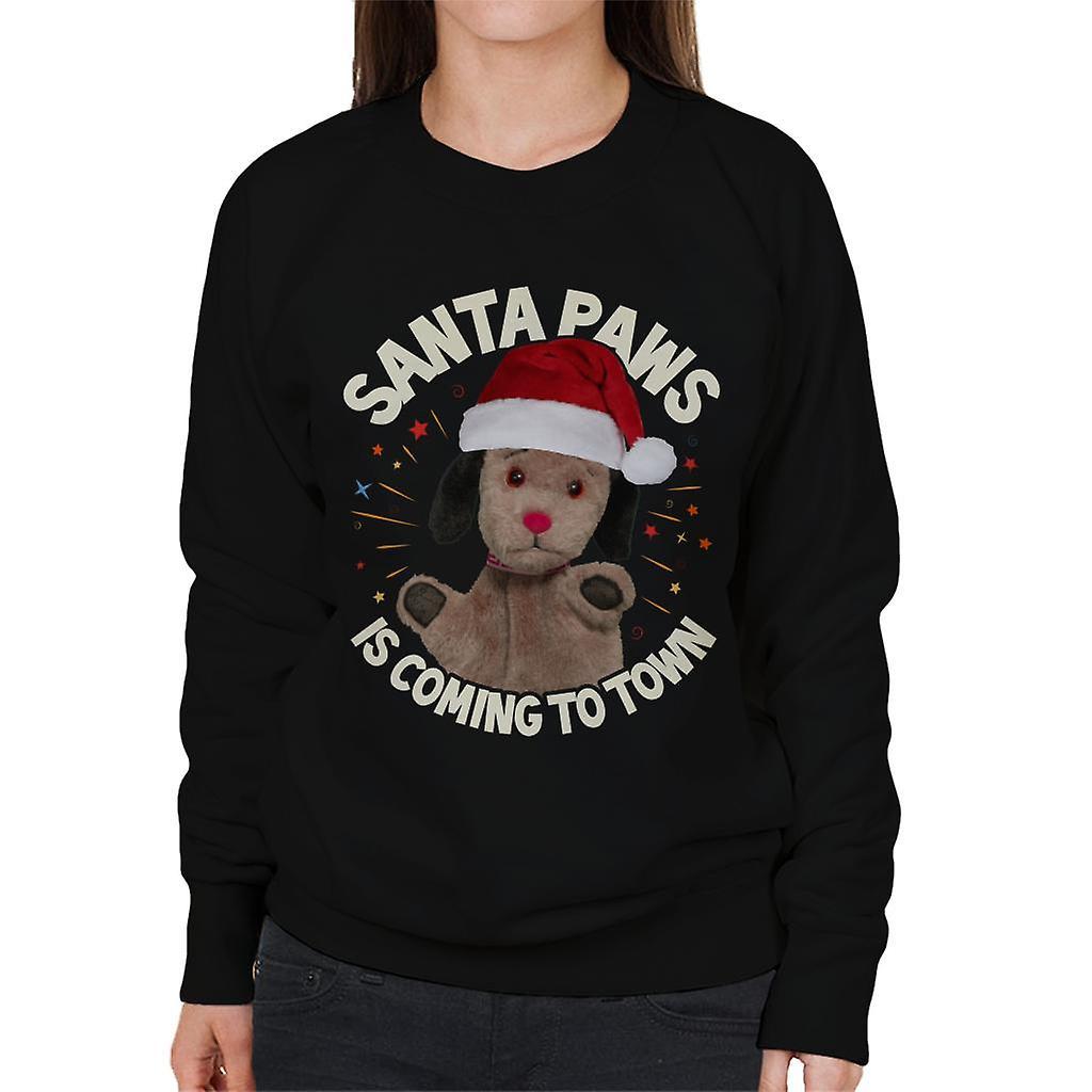 Sooty Christmas Sweep Santa Paws Is Coming To Town Women's Sweatshirt Black XX-Large