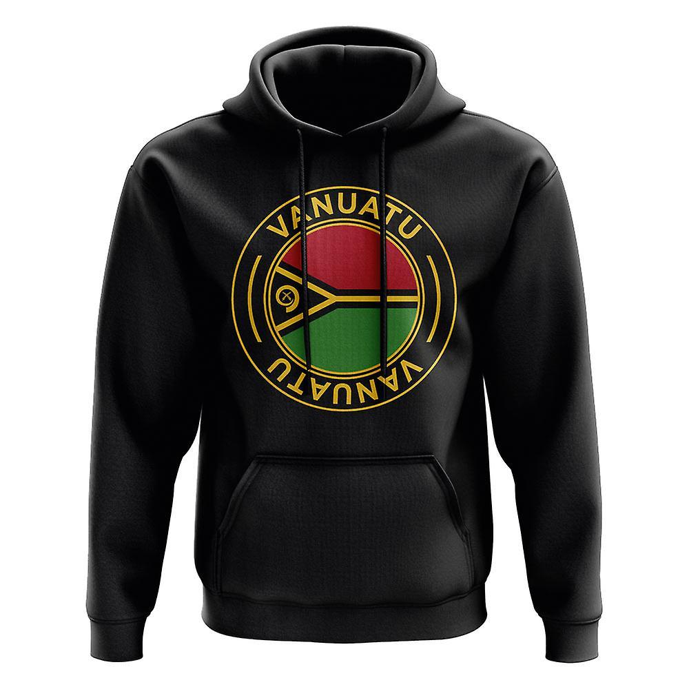 UKSoccerShop Vanuatu Football Badge Hoodie (Black) XLB (12-13 Years)