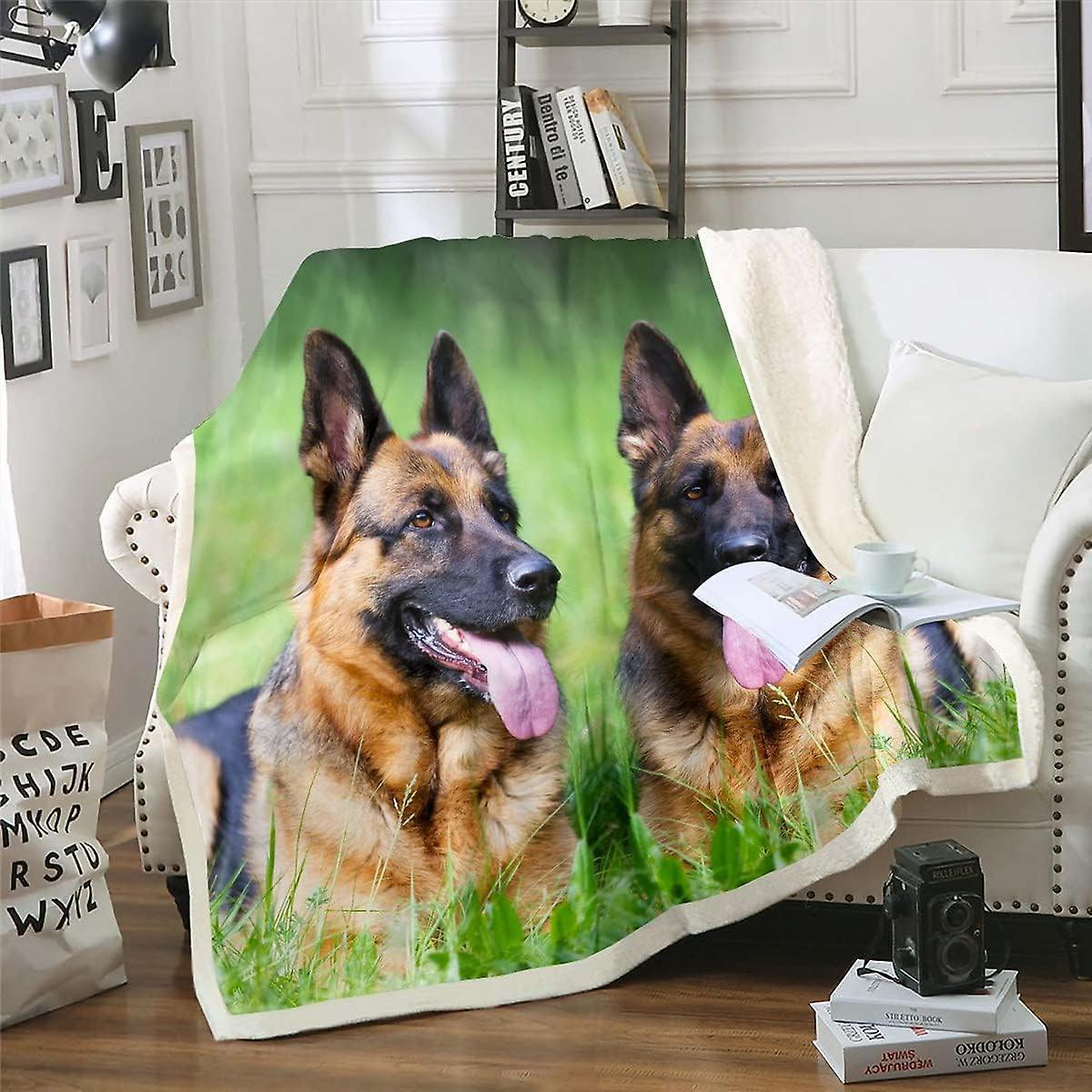 Kerota Dog Plush Blanket German Shepherd Sherpa Blanket for Kids Boys Girls Cute Dog Fleece Throw Blanket Animal Fuzzy Blanket for Sofa Bed,Single ...