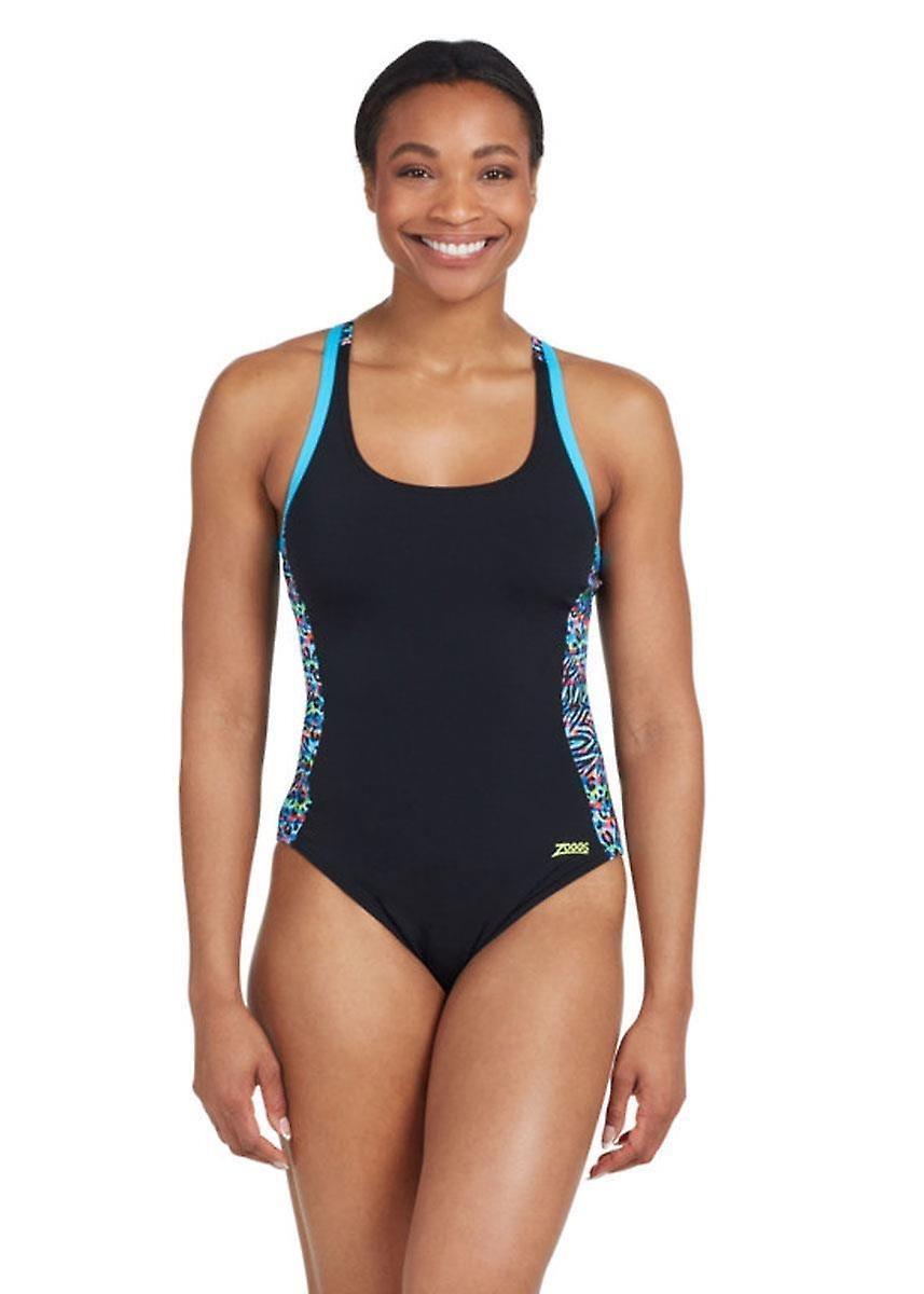 Zoggs Atomback Swimsuit - Namibia Print - Womens black UK 42