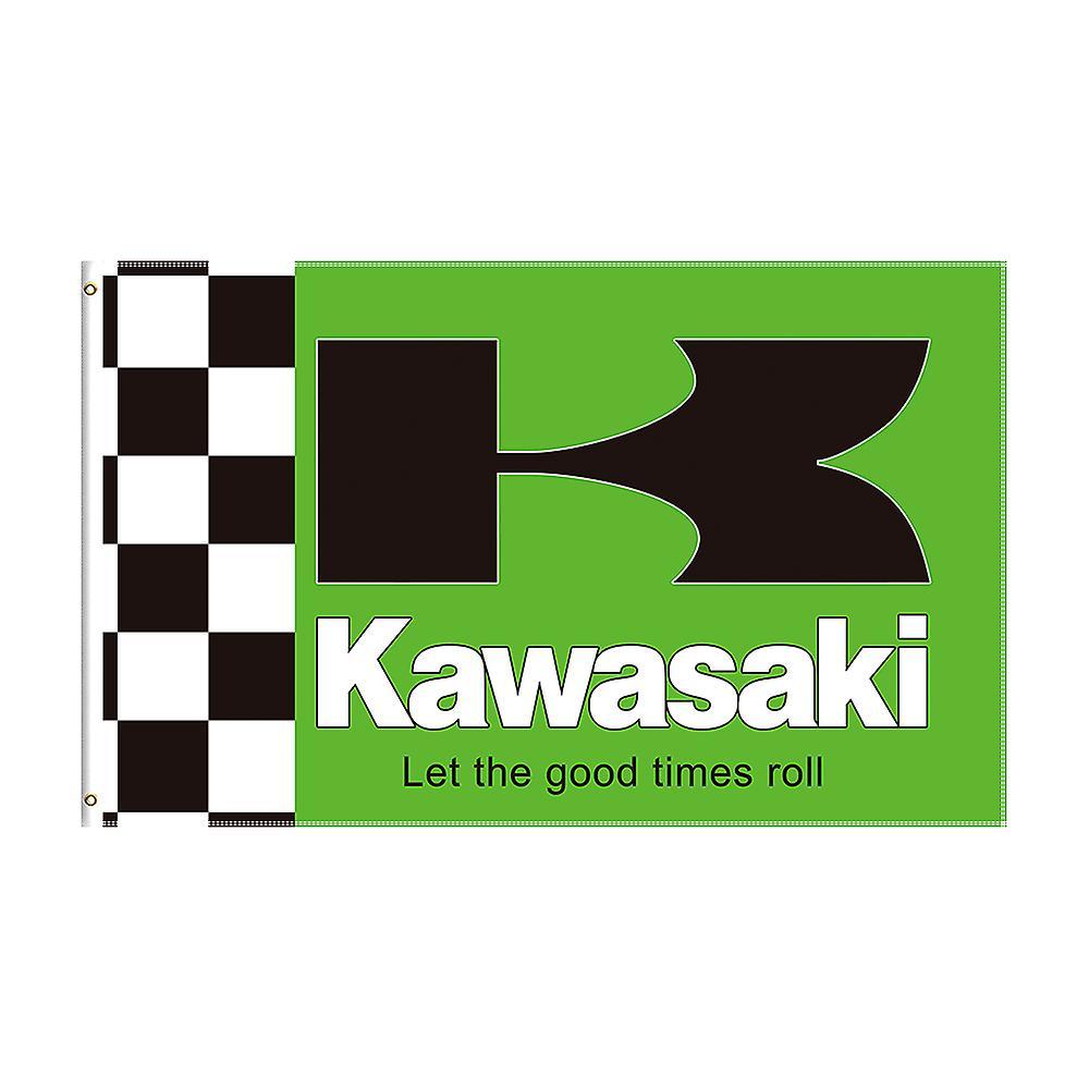 Redkid 3x5 Ft Kawasaki Flag Polyester Printed Racing Motorcycle Banner For Decor 90x150cm F-455