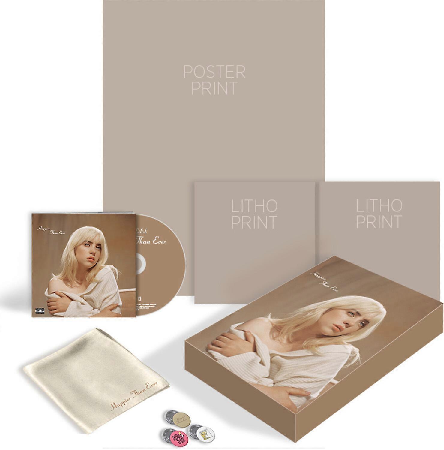 Billie Eilish - Happier Than Ever (Super Deluxe Edition) (incl. Poster, 2x Art Prints, Bandana + Pin Badges)  [COMPACT DISCS] Deluxe Ed, Poster USA...