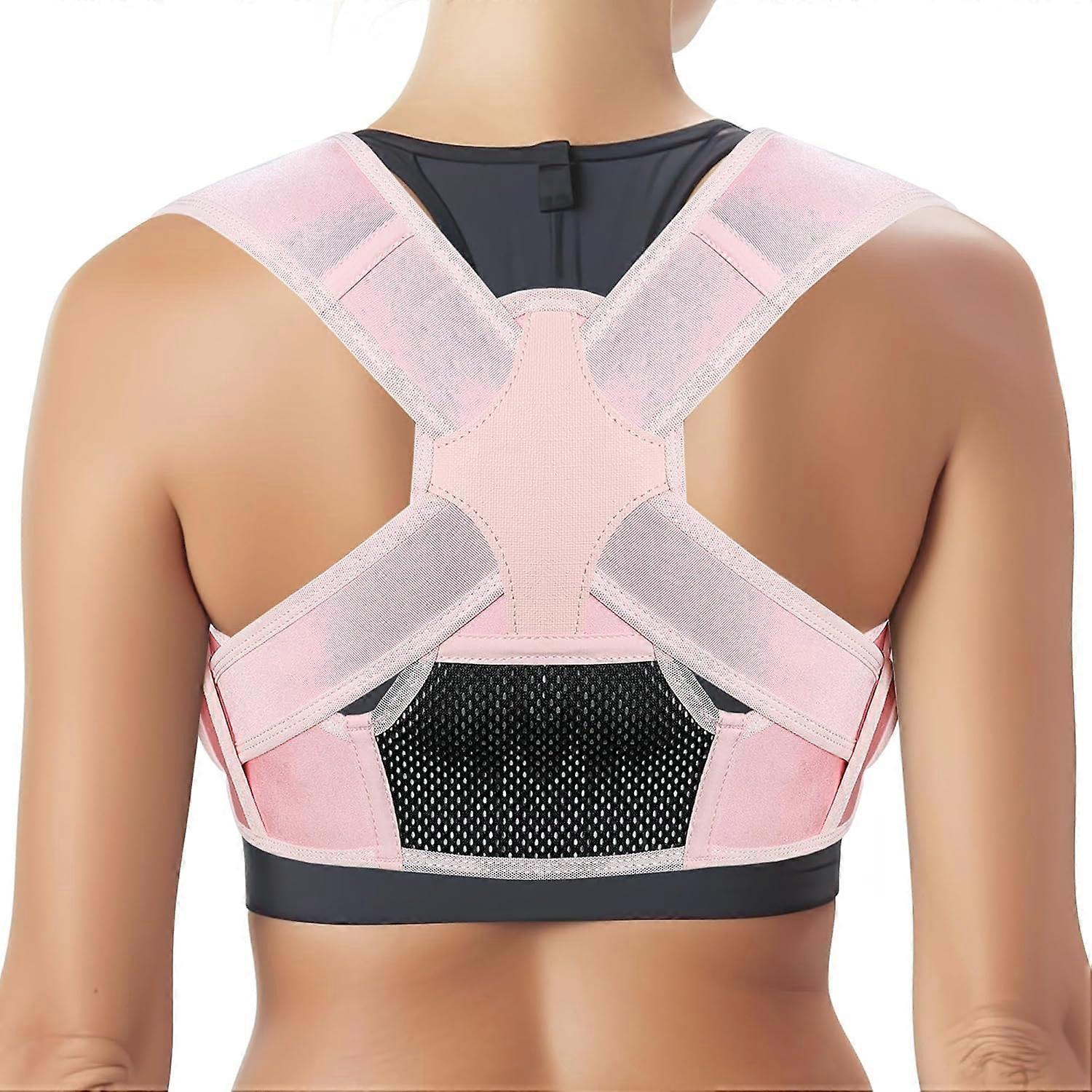 Unbrand Posture Corrector Upgraded Back Brace, Back Straightener Posture Corrector for Women, Back Posture Support Brace For Upper Spine pink L