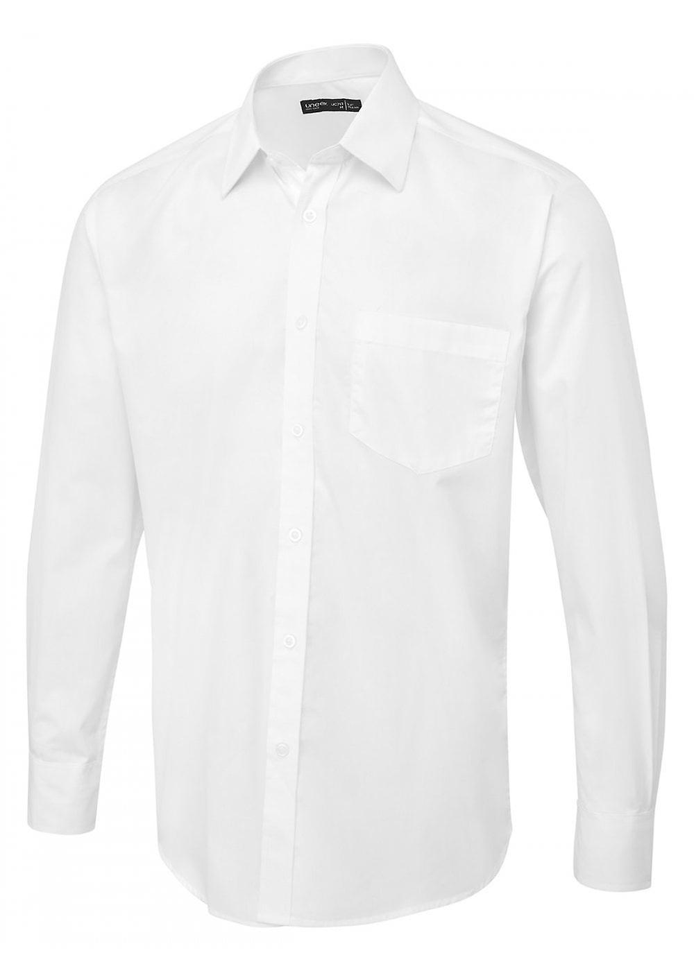 Men's Uneek Mens Long Sleeve Poplin Shirt UC713 White 17