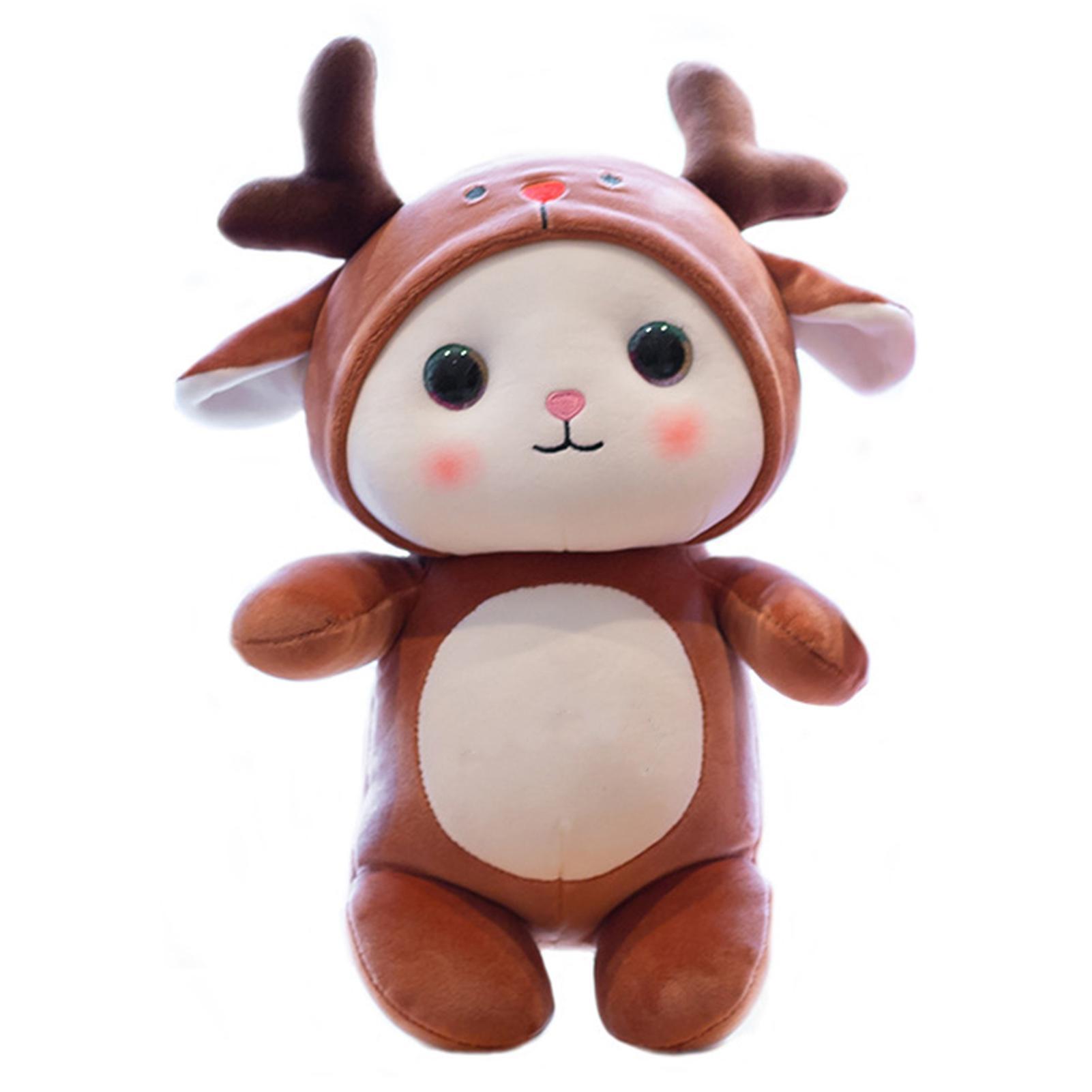 Remorui Cat Plush Doll Dinosaur Frog Penguin Elk Cross-dressing Kitten Doll Plushies Doll Pillow Children Plush Toy S,Elk