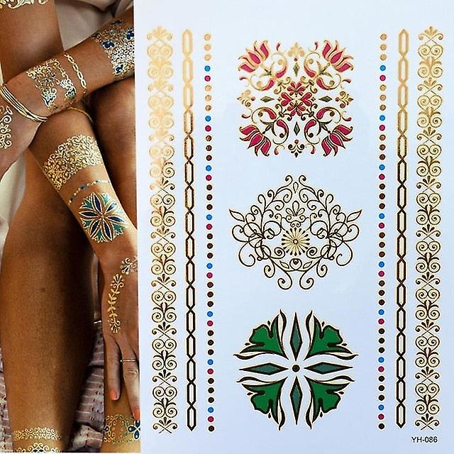 Slowmoose Flash Metallic Waterproof Tattoo Gold ,silver - Women Fashion Design Temporary YH086