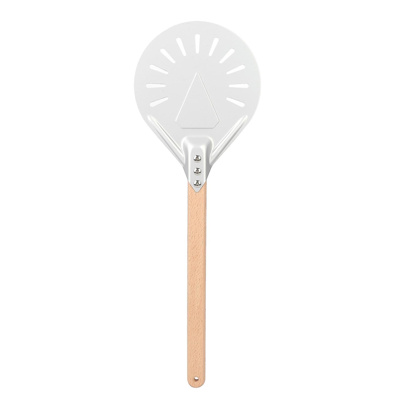 Round Pizza Spatula with 41cm Removable Wood Handle - Non-Slip Anti-Scald Pizza Making Tool (9in)