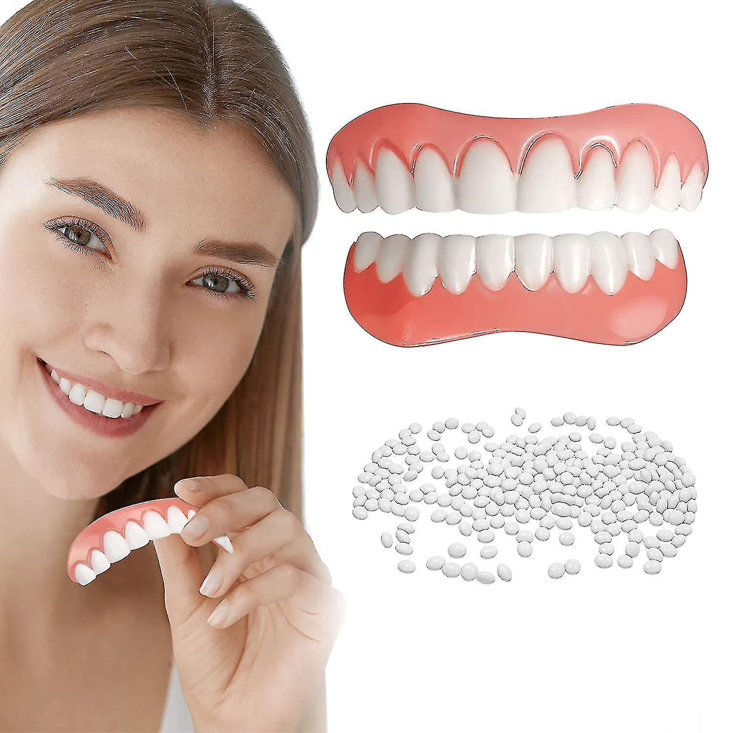 Zhenv Fake Teeth Cosmetic Teeth Comfort Upper And Lower Jaw Denture Veneer Cosmetic Teeth