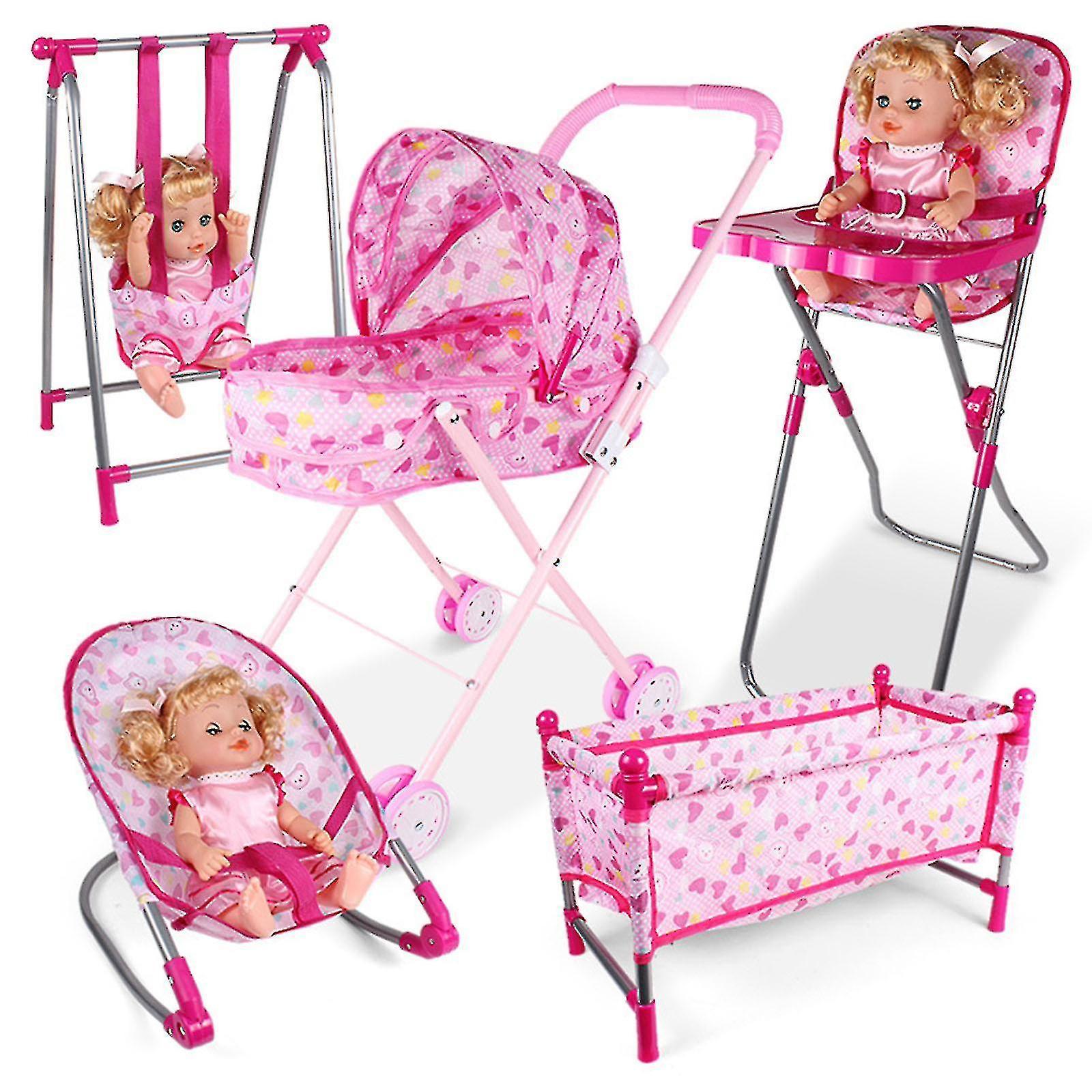 Mjju Doll Stroller Toy, Baby Doll Accessories, Baby Doll Nursery Stroller Dining Chair Rocking Chair Swing For Dolls  Shop