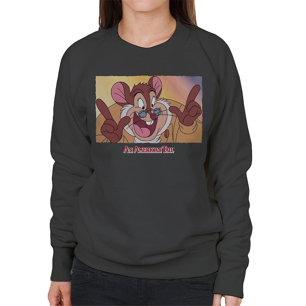 An American Tail Papa Mousekewitz Face Women's Sweatshirt Charcoal Small