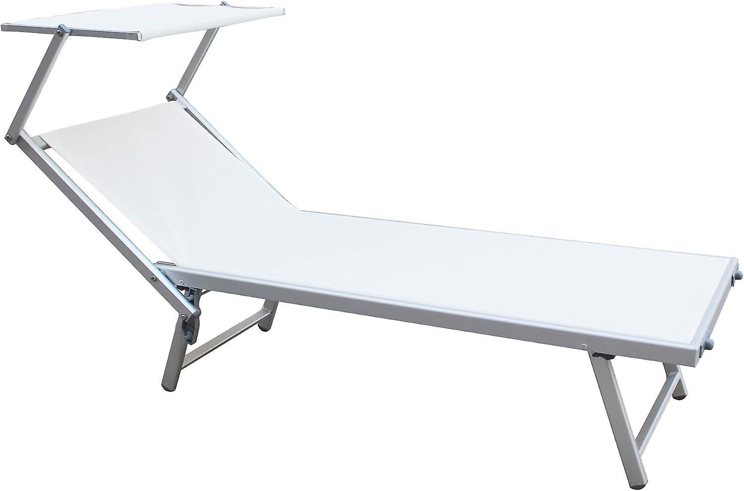 Mobili Rebecca Rebecca Furniture Beach Lounger White Textilene Aluminum 38x186x61