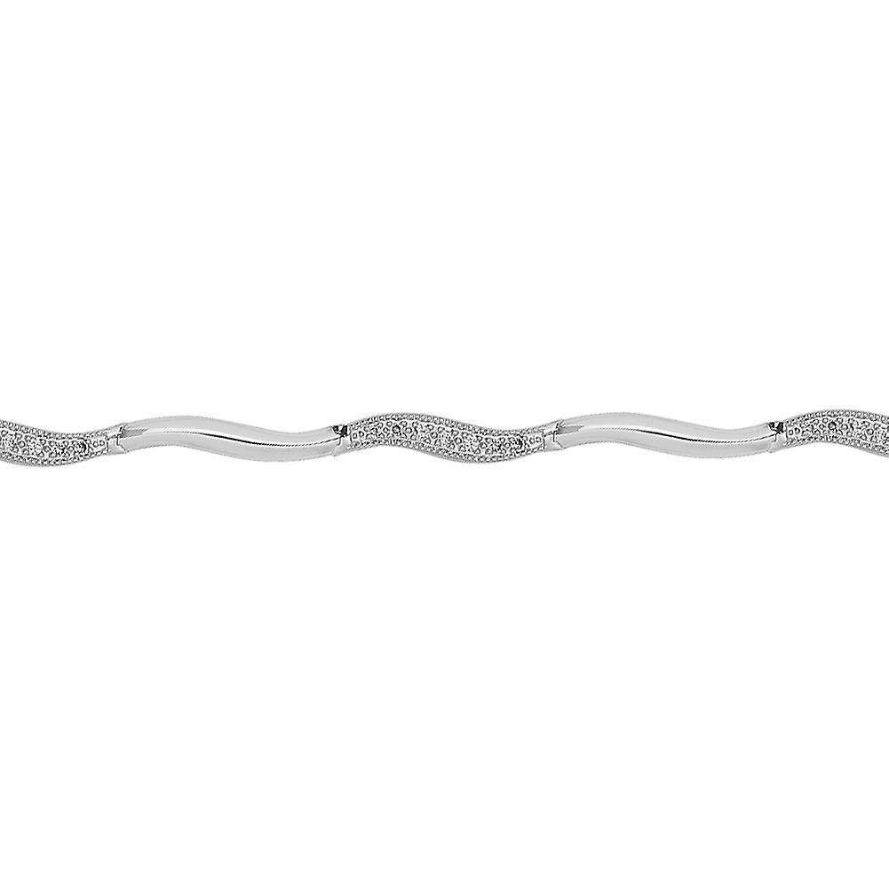 9ct White Gold  0.28ct Diamond Fancy Tennis Bracelet - 9B020