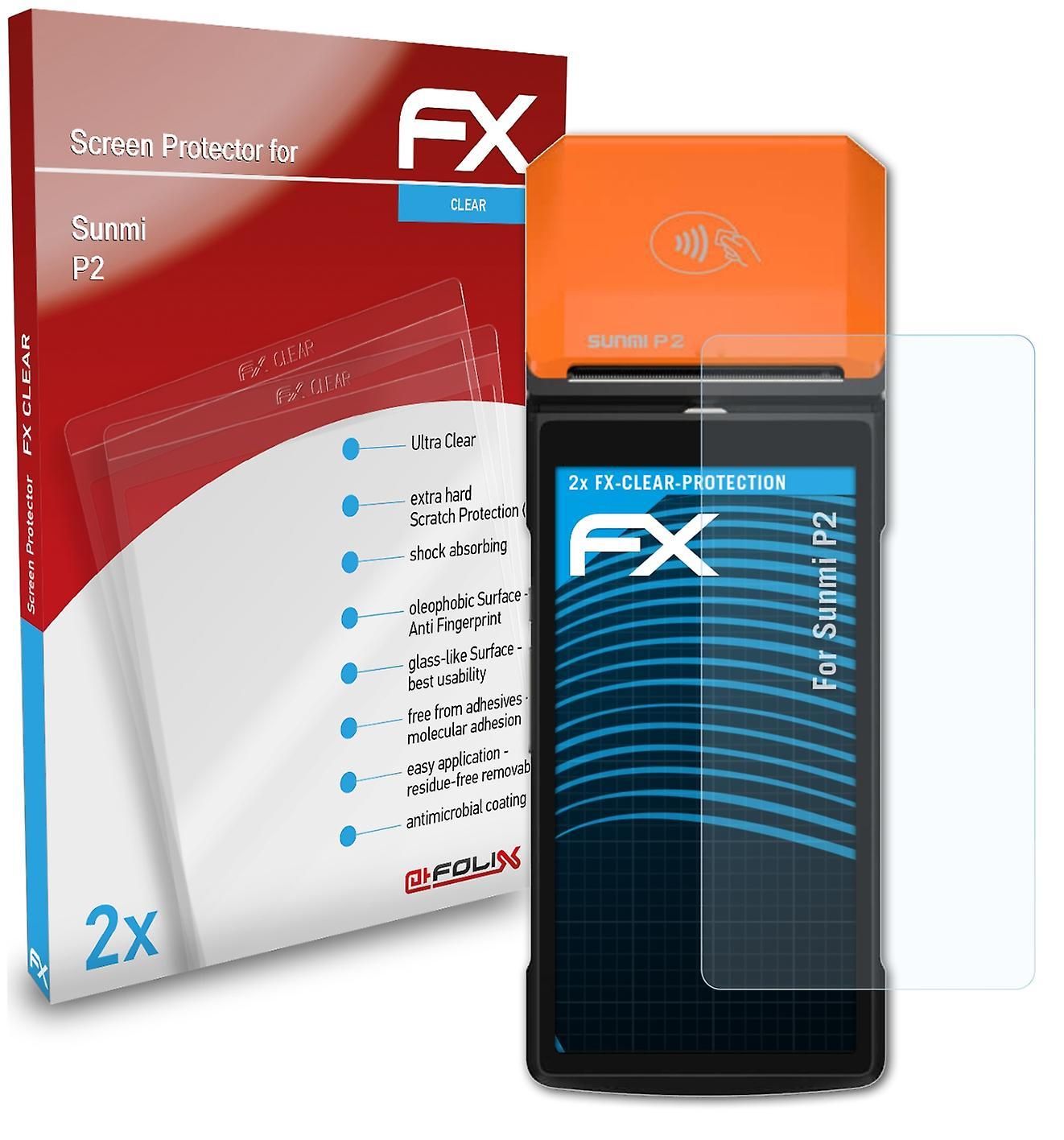 atFoliX 2x protective film compatible with Sunmi P2 screen protector clear 01 FX-CLEAR