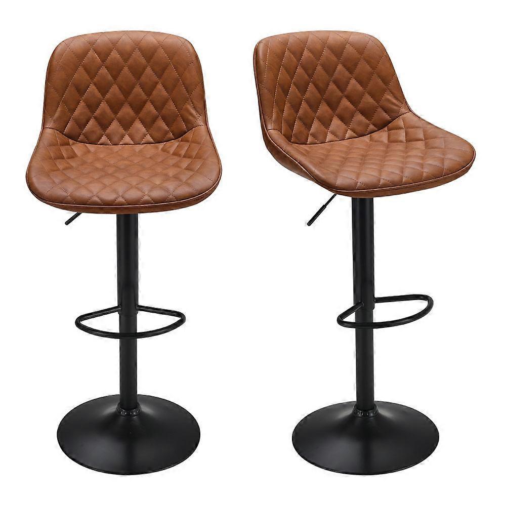 Living And Home Set of 2 PU Leather Counter Swivel Height Bar Stools for Pub Dining Room