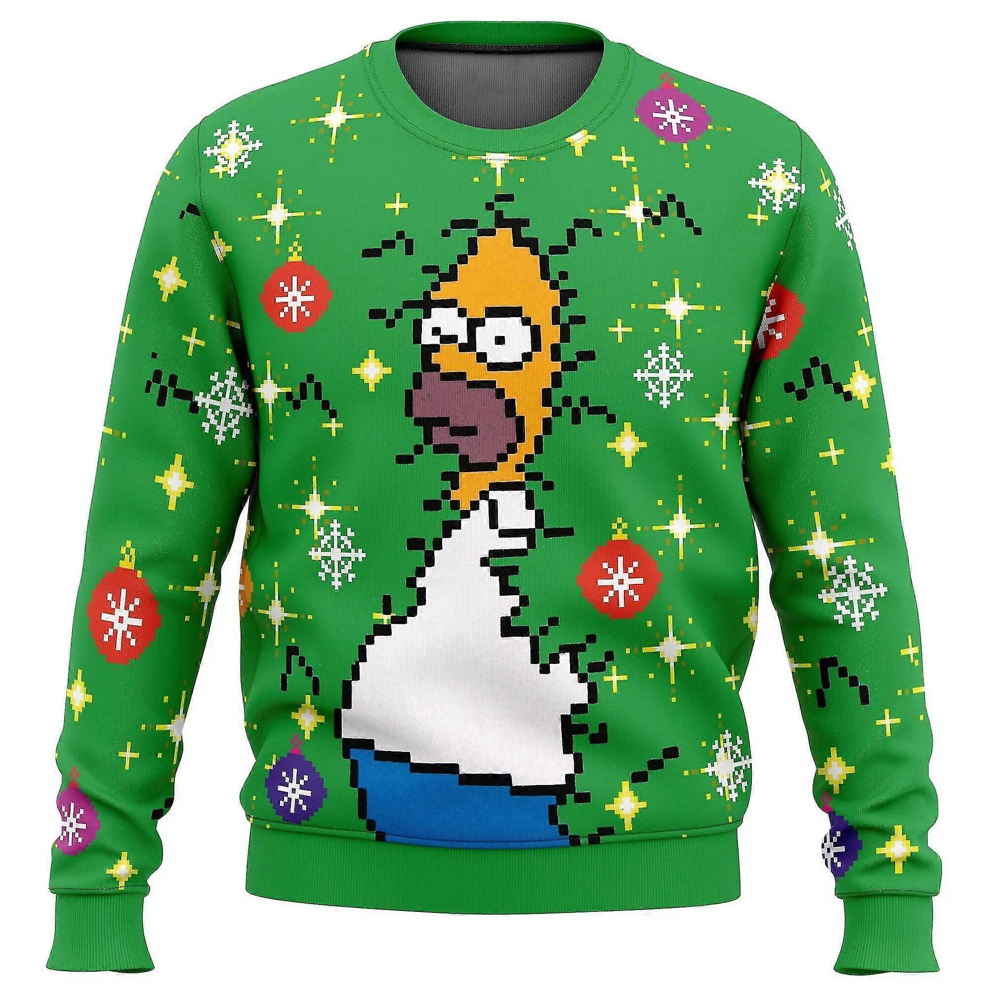 Santic Homer Bush Meme The Simpsons Ugly Christmas Sweater Christmas Sweater Gift Santa Claus Pullover Men 3d Sweatshirt And Top Autumn 7 XS