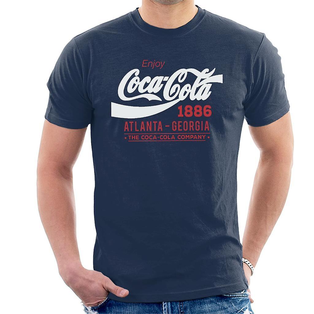 Coca-Cola Coca Cola White Classic Logo Men's T-Shirt Navy Blue Medium