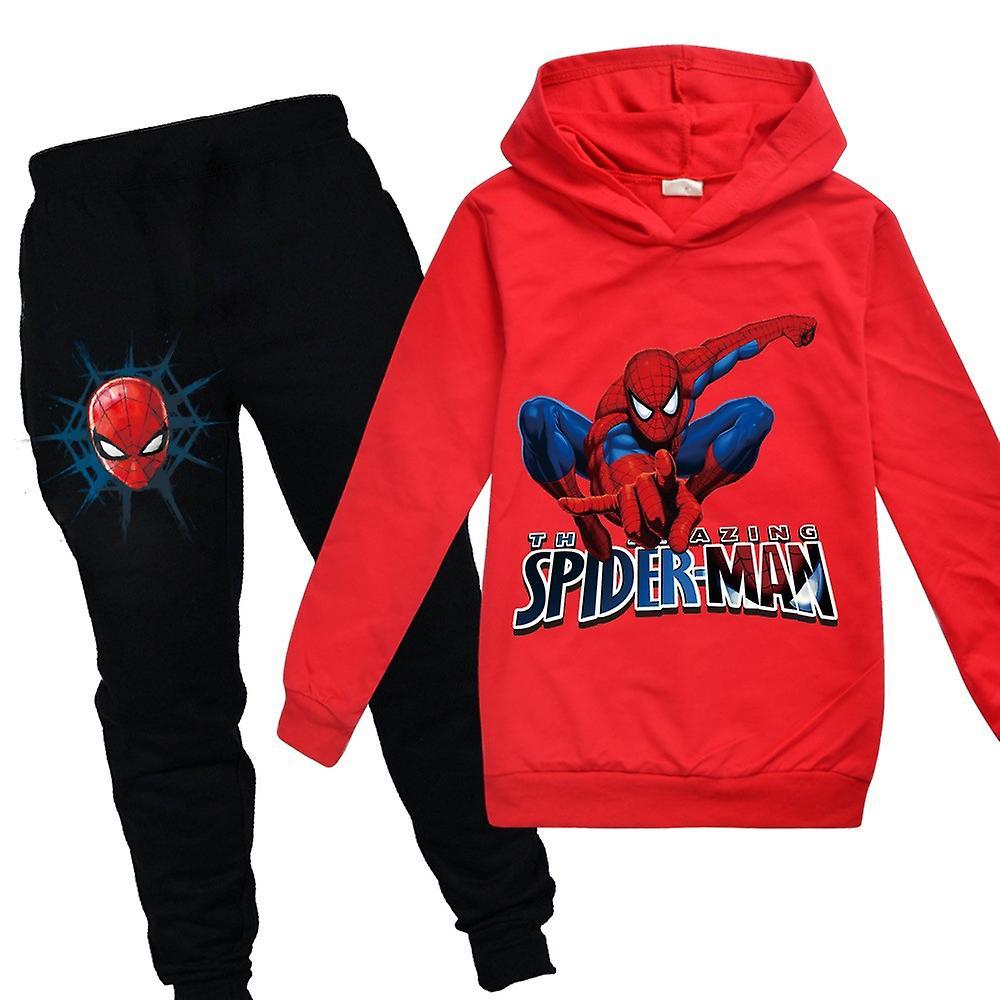 Vicbuy Spiderman Kids Pullover Hoodies And Sweatpants 2 Piece Outfit Set Jogging Tracksuit Sweatshirt Set For Boys Girls For 7-14 Years Red 7-8Years