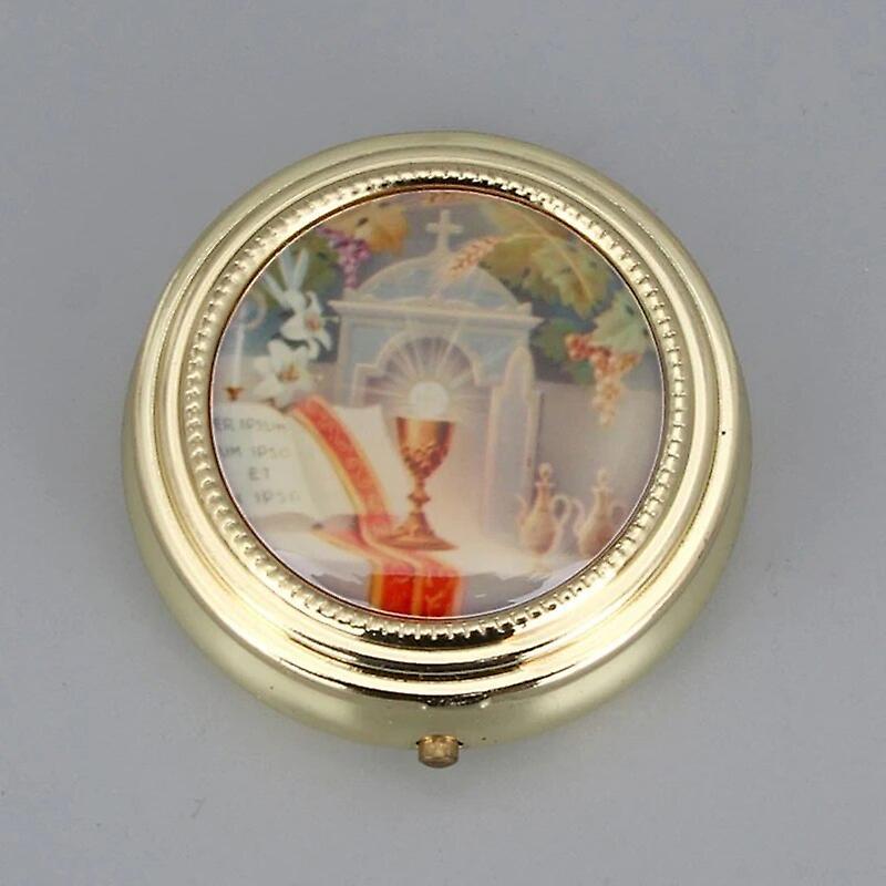 Cciyu Catholic Holy Grail Box Small Pyx For Eucharist Host Zinc Alloy Carry Consecrated Hosts First Communion Holy Box Holy Box 2 S